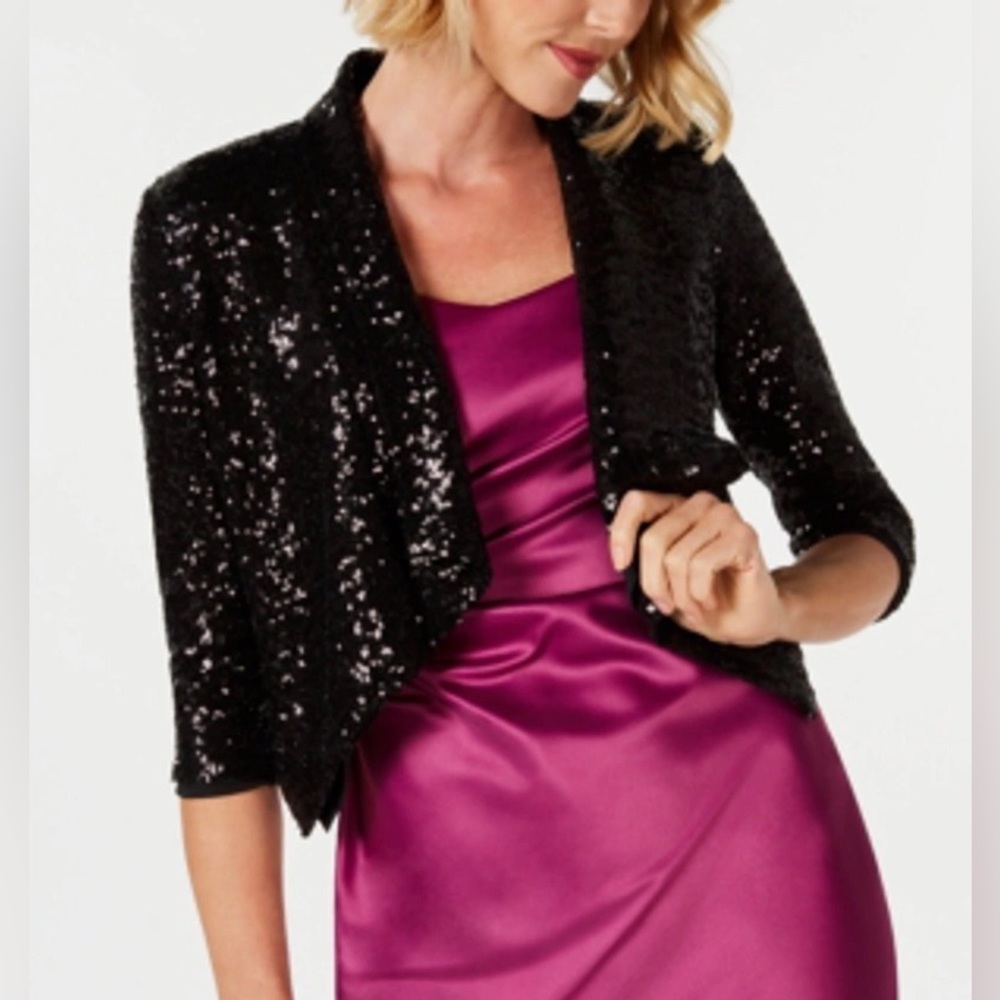Donna Ricco Black Sequin Bolero Cover Up